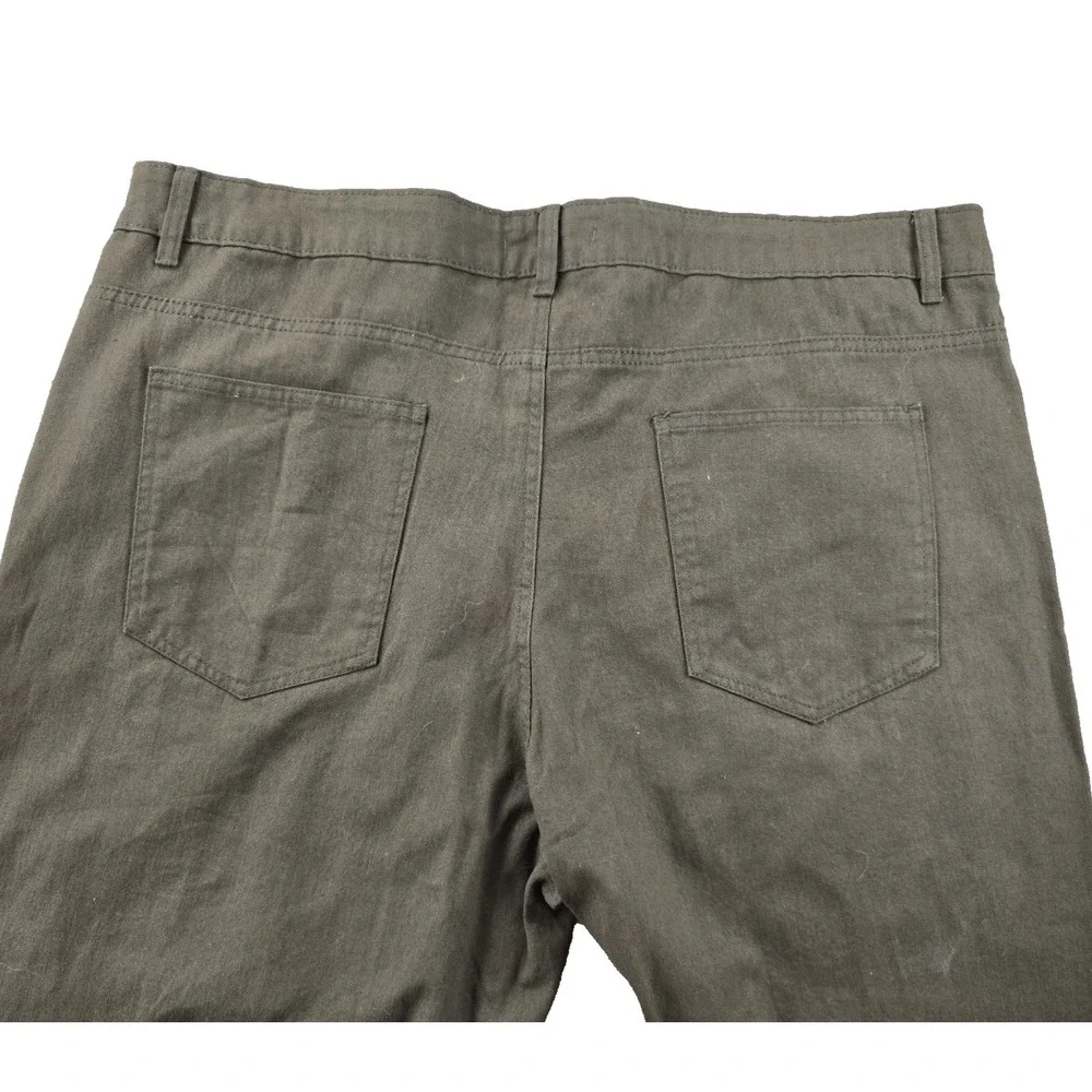 New TAXI  Women's  Cargo Pants High Rise 100% Cotton Dark Green Wide‎ Leg 2XL